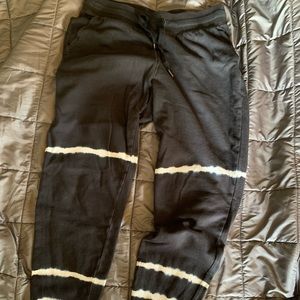 Charcoal joggers with tie dye accent